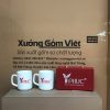 Bộ cốc sứ 2 món in logo dáng trụ quai vuông 350ml BCS-24