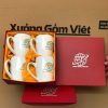 Bộ cốc sứ 4 món in logo dáng thóp quai bán tim 400ml BCS-07