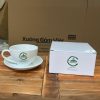 Ly sứ cafe in logo kèm đĩa màu trắng dung tích 220ml LSCF-18