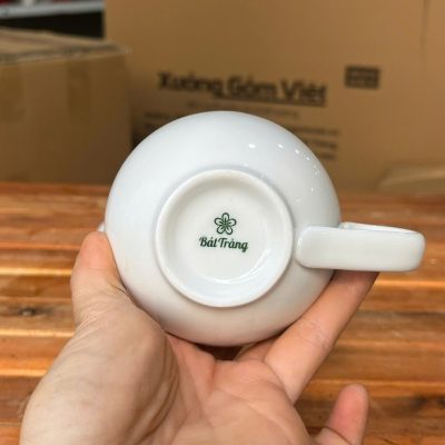 Ly sứ cafe in logo kèm đĩa màu trắng dung tích 220ml LSCF-18