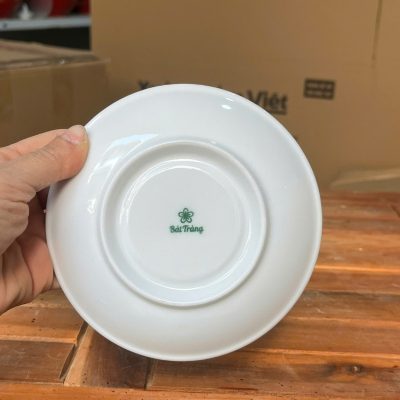 Ly sứ cafe in logo kèm đĩa màu trắng dung tích 220ml LSCF-18