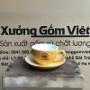 Ly sứ cafe in logo kèm đĩa màu vàng loang và trắng dung tích 220ml LSCF-10