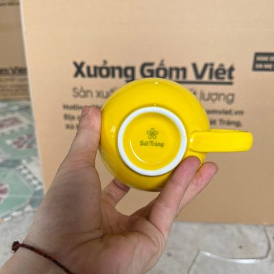 Ly sứ cafe in logo màu vàng và trắng dung tích 220ml LSCF-15