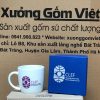 Ly sứ trắng in logo dáng trụ lùn quai C 300ml LST-41