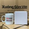 Ly sứ trắng in logo dáng trụ lùn quai C 350ml LST-29