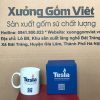 Ly sứ trắng in logo dáng trụ quai C 350ml LST-44